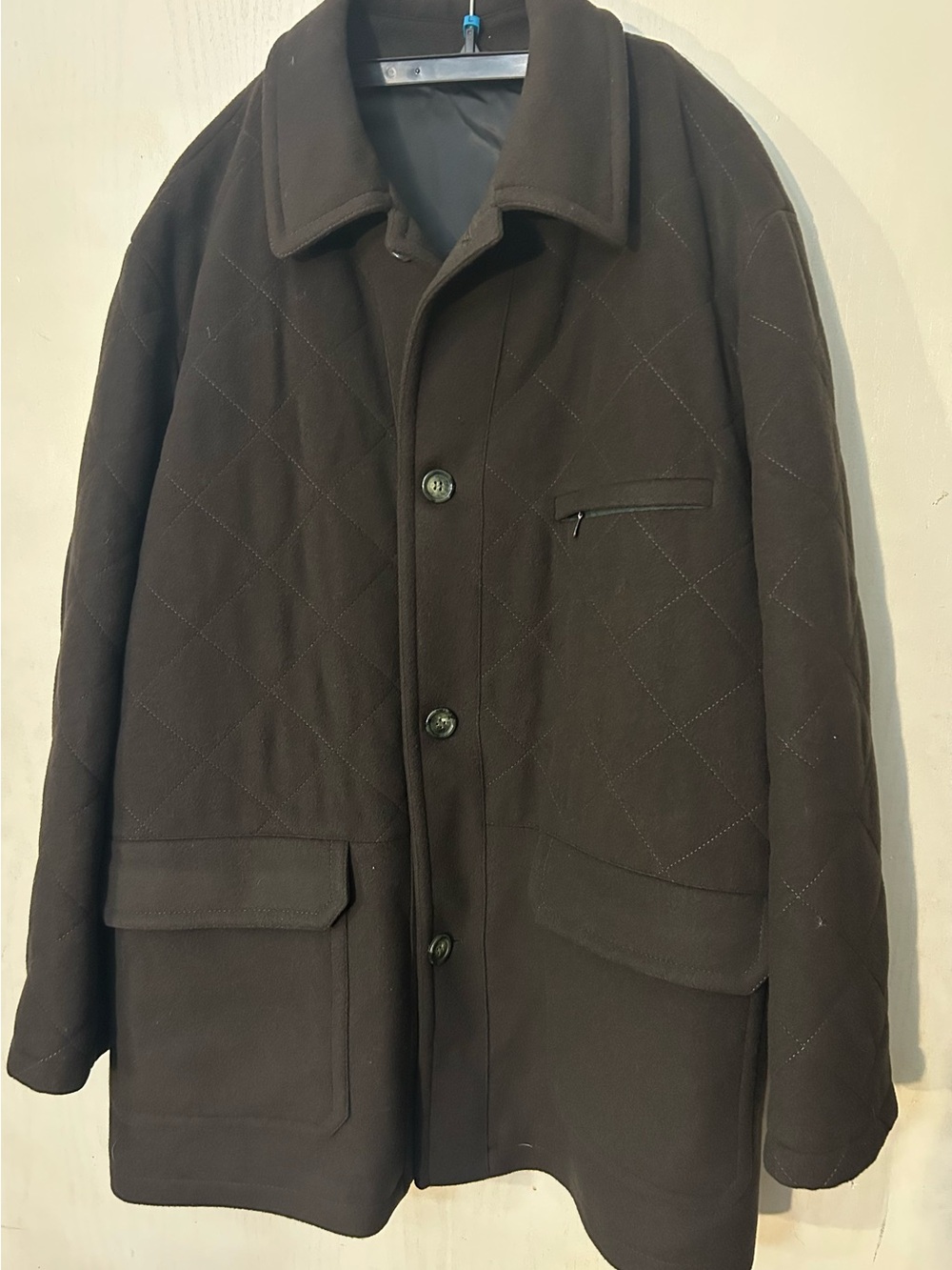 90% Lambswool Classic Men's Quilted Brown Jacket